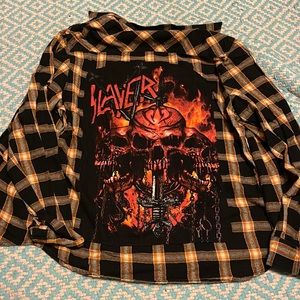 Handmade SLAYER band destroyed flannel